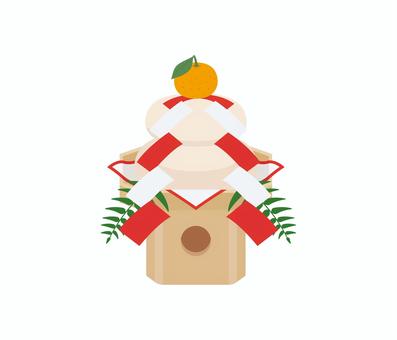 鏡餅,フラットイラスト シンプル,デザイン,ベクター,フラット,アイコン,お正月,賀正,めでたい,新年,和のイラスト素材