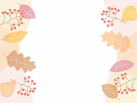 秋の葉の背景01 秋,紅葉,葉,木の実,枯葉,落ち葉,背景,フレーム,装飾,手書きのイラスト素材
