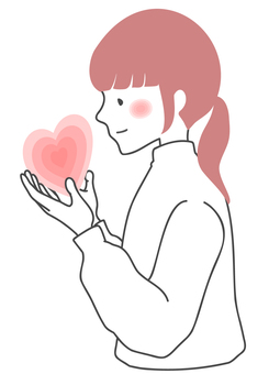 自分の気持ちを大切にする、守る② 自分の気持ちを大切にする、守る② 人物,女性,自分,ハート,心,気持ち,大切,守る,大事,愛情のイラスト素材
