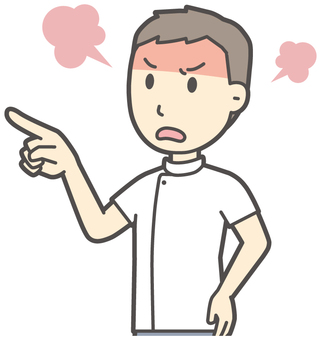  理学療法士男-025-バスト 怒る,理学療法士,整体師,白衣,医療,病院,柔道整復師,カイロプラクティック,鍼灸師,マッサージ師のイラスト素材