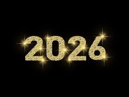 キラキラなラメ文字の背景　2026 グリッター,ラメ,背景,数字,文字,キラキラ,光る,輝く,黒,ゴールドのイラスト素材