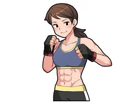 女性総合格闘家 格闘技,総合格闘技,総合格闘家,女性,強い,選手,萌え絵のイラスト素材