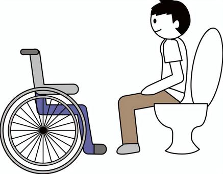 多目的トイレ車いす 多目的トイレ,利用,人物,障がい,車いす,デフォルメ,男性のイラスト素材