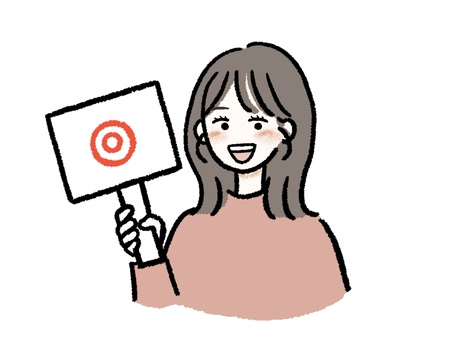 二重丸のプラカードを持つ女性 女性,プラカード,持つ,丸,二重丸,大正解,ピタリ,100点,判定,正解のイラスト素材