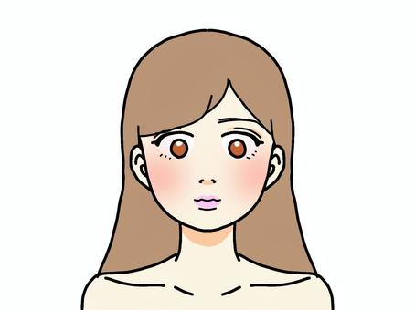 女性の正面顔 女性の正面顔 女性,正面,顔,ロングヘア,美容のイラスト素材