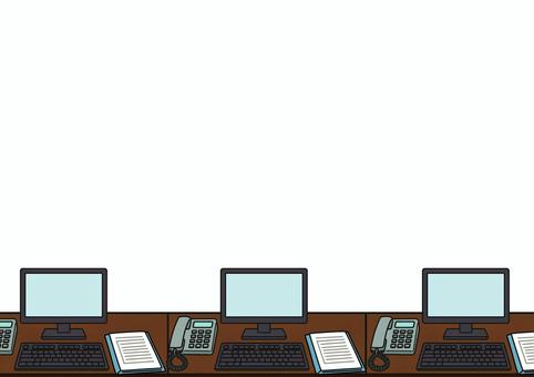 壁紙のオフィスデスクです。 壁紙,オフィス,シンプル,机,ワークスペース,パソコン,書類,モニタ,キーボード,電話のイラスト素材