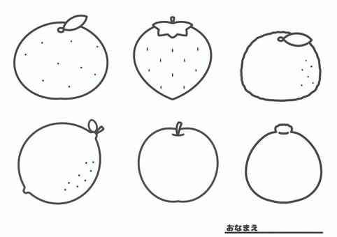 冬のくだもの　塗り絵 ぬりえ,冬,くだもの,みかん,レモン,いちご,ゆず,デコポン,あおりんご,挿絵のイラスト素材