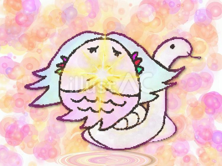 アマビエさんと白蛇さん アマビエ,白蛇,動物のイラスト素材