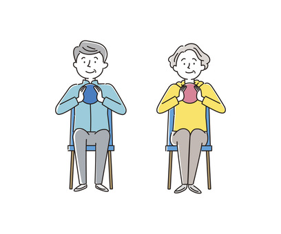 ボール体操をするシニア ボール体操,ボール,リハビリ,トレーニング,体操,シニア,おじいさん,おばあさん,男性,女性のイラスト素材