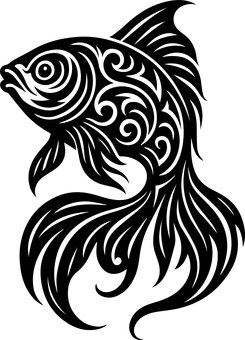 トライバル柄の金魚 トライバル柄の金魚 タトゥー,トライバル,金魚,魚,水槽,淡水のイラスト素材