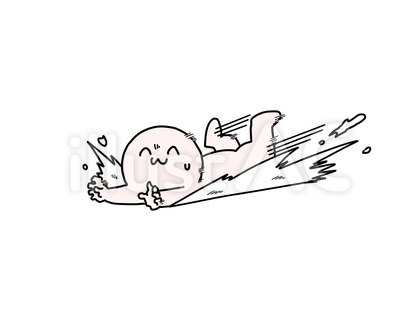 ズザーッと滑り込む人