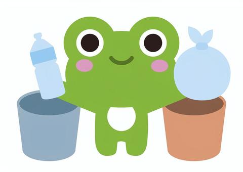 カエル（ごみ分別） かえる,ごみ,分別,シンプル,かわいいのイラスト素材