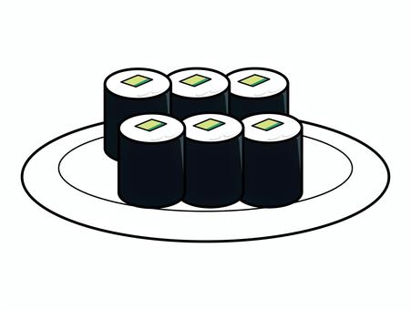 かっぱ巻き かっぱ巻き,お寿司,巻物,食べ物,お皿,シンプルのイラスト素材