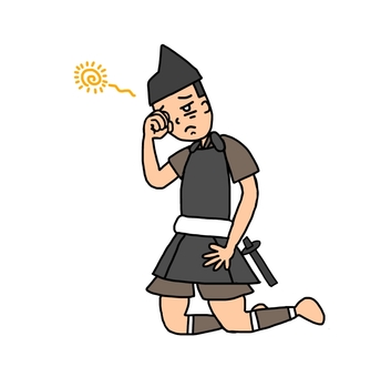 寝ぼける鎌倉時代の雑兵 雑兵,侍,武士,鎧武者,兵士,戦士,日本,和風,歴史,日本史のイラスト素材