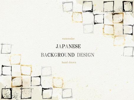 Japanese pattern of gold leaf and ink Japanese background 302, JPG, PNG and AI Japanese pattern of gold leaf and ink Japanese background 302, writing brush, and handle, frame, JPG, PNG and AI