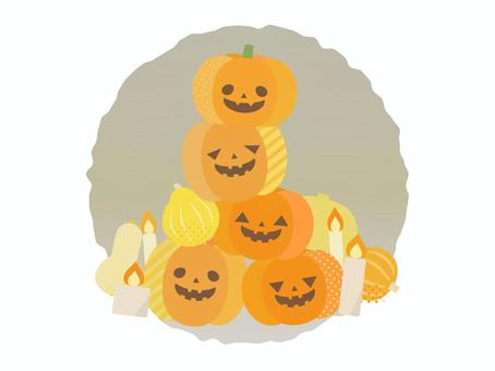 ハロウィンかぼちゃとロウソク挿絵2 ハロウィン,ジャック・オー・ランタン,かぼちゃ,ロウソク,積み重なる,挿絵,挿し絵,秋,イベント,10月のイラスト素材