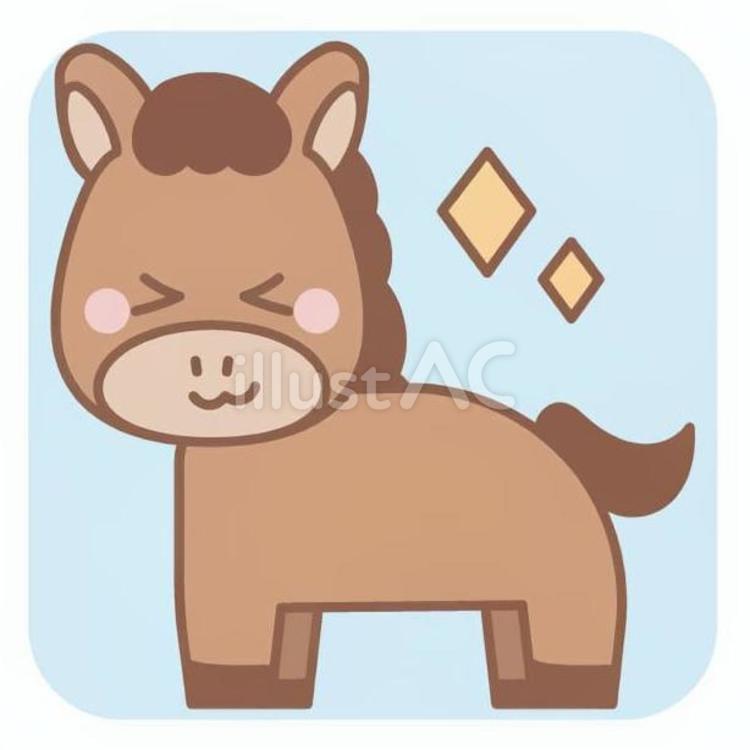 笑顔の馬 全身,馬,キャラクターのイラスト素材
