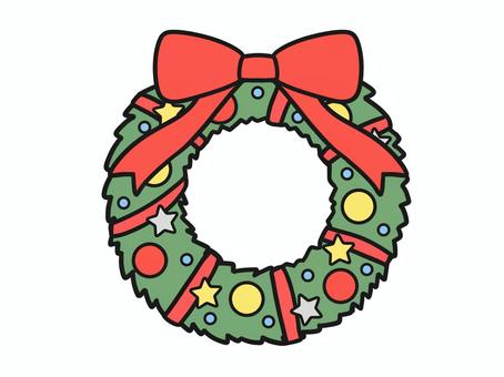 クリスマスのリースのイラスト クリスマス,リース,飾り,リボン,輪っか,星,オーナメントのイラスト素材