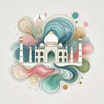 インドイメージイラスト インドイメージイラスト インド,タージマハル,インドイメージのイラスト素材
