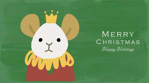 可愛い手描きのネズミ王子クリスマスカード クリスマス,手描き,背景,コピースペース,ネズミ,ねずみ,鼠,王様,王冠,クラウンのイラスト素材
