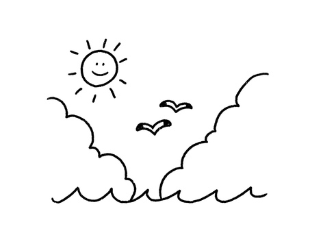 夏の海 夏の海 海,夏,入道雲のイラスト素材