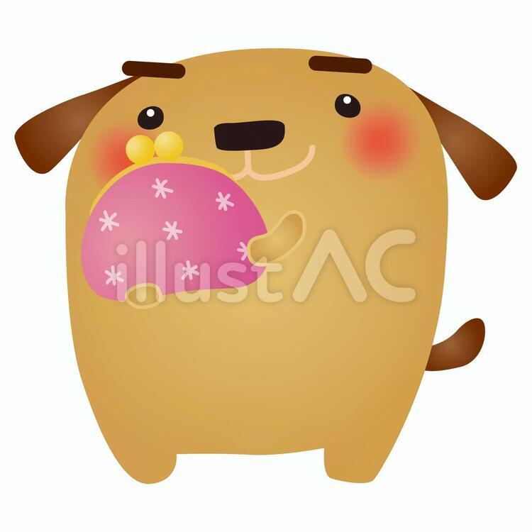 茶犬お財布 財布,お金,現金のイラスト素材
