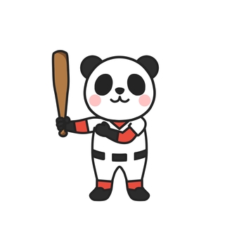 野球のバットを持ってポーズをとるパンダ 野球,バット,ユニフォーム,試合,練習,スポーツ,チーム,打者,バッティング,学校のイラスト素材