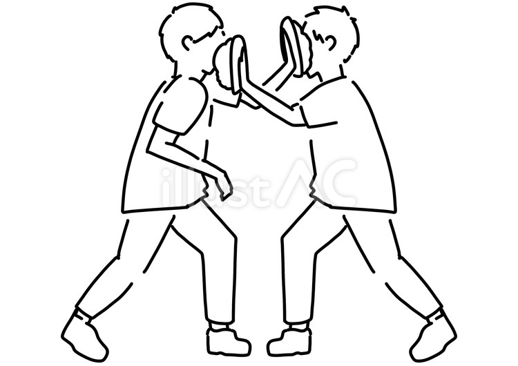 互いにパイ投げする男性　線画 パイ投げ,男性,2人のイラスト素材