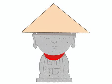 お地蔵さん お地蔵さん,笠,顔,可愛い,お知らせ用,宣伝用,pop調,手描き,挿絵,ワンポイントのイラスト素材