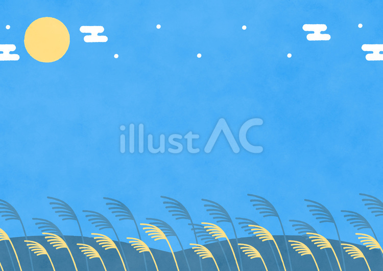 お月見の背景、水彩の月と十五夜の風景 お月見,月見,秋のイラスト素材