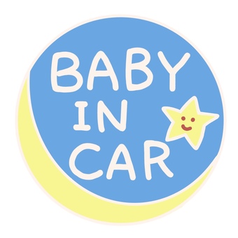 赤ちゃん乗ってます　ステッカー　パステル タグ,目印,シンプル,おしゃれ,ポップ,かわいい,フレーム,ステッカー,ブルー,イエローのイラスト素材