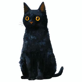 黒猫 ボンベイ,猫,黒猫,動物,生き物,ペット,厚塗り,油絵風,イラスト,アートのイラスト素材