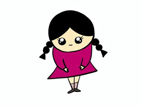 お辞儀する女の子 女の子,お辞儀,よろしくお願いします,お願い,ありがとう,お礼,ぺこり,三つ編み,ワンピース,かわいいのイラスト素材