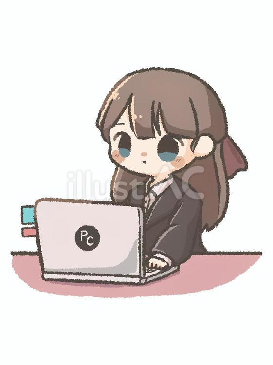 お仕事中のスーツの女の子 女性,スーツ,仕事のイラスト素材