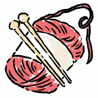 毛糸 毛糸,棒針,手書き,かわいい,冬のイラスト素材