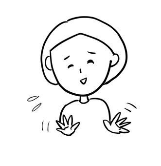ボブ女子困ります（線画） 困る,断る,遠慮する,照れる,女子,手,振る,ボブ,ショートカット,嫌のイラスト素材
