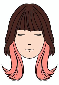 インナーカラーピンク インナーカラー,ピンク,女性,正面,クラゲヘアのイラスト素材