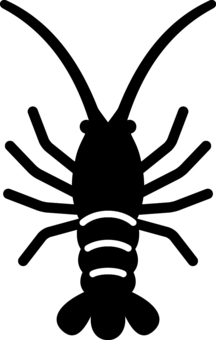 ピクトグラムの黒の伊勢海老です。 伊勢海老,シンプル,エビ,ロブスター,甲殻類,シーフード,魚介類,海産物,お祝い,高級のイラスト素材