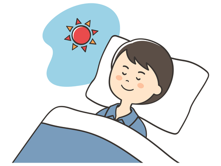 日中に眠っている男性 眠る,睡眠,寝る,就寝,寝落ち,昼寝,昼夜逆転,おやすみ,休憩,休息のイラスト素材