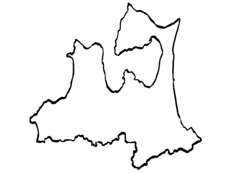 青森県地図のイラスト （筆タッチ） 青森県,青森,県,地図,東北,日本地図,筆,日本,青森市,八戸市のイラスト素材