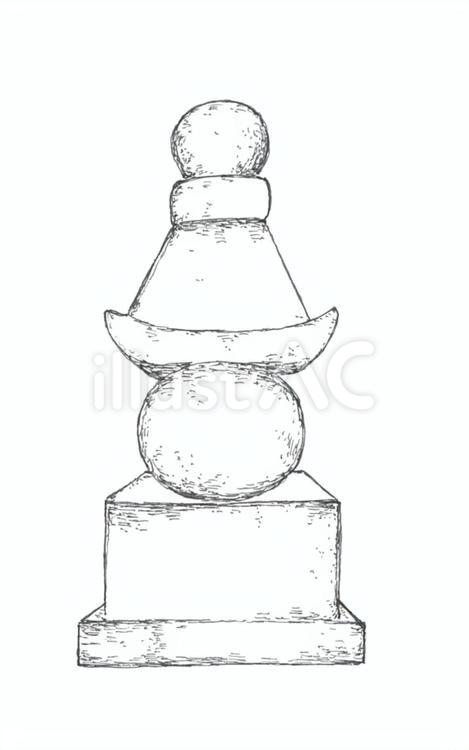 五輪塔をイメージした手描きイラスト 五輪塔,石造,仏教のイラスト素材