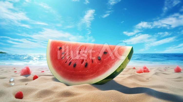 夏のスイカ 夏,スイカ,赤いのイラスト素材