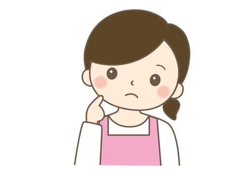 考える女性　主婦 女性,主婦,母親,ママ,考える,はてな,悩む,謎,疑問,クエスチョンのイラスト素材