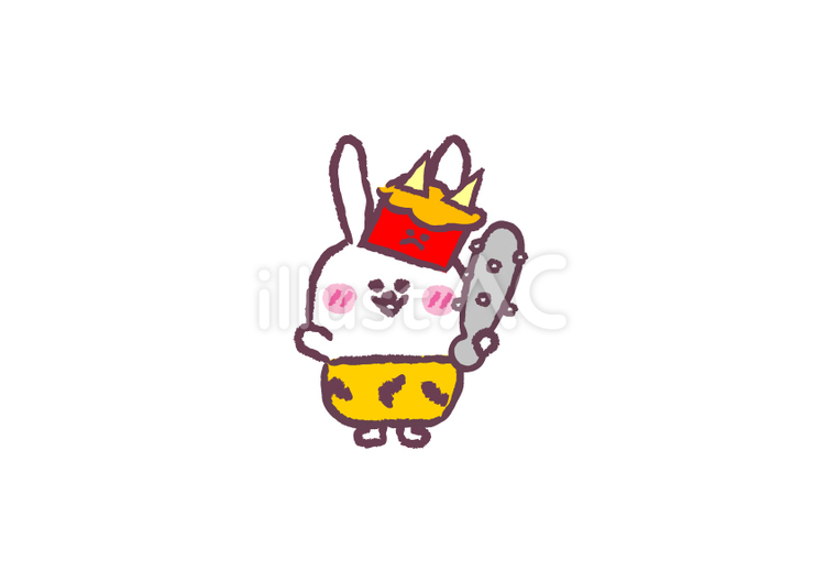 節分 赤鬼,青鬼,金棒のイラスト素材