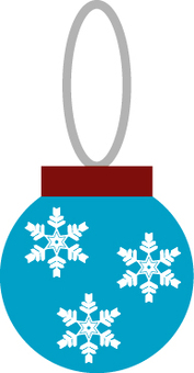 結晶模様のオーナメントのイラスト 飾り,オーナメント,丸い,カラー,水色,雪,結晶,模様,紐付き,クリスマスのイラスト素材