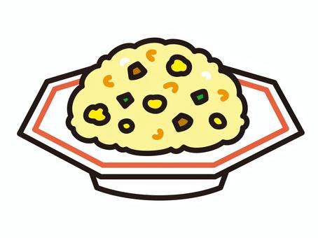 삽화, 삽화, 볶음밥, 식사, 메뉴,