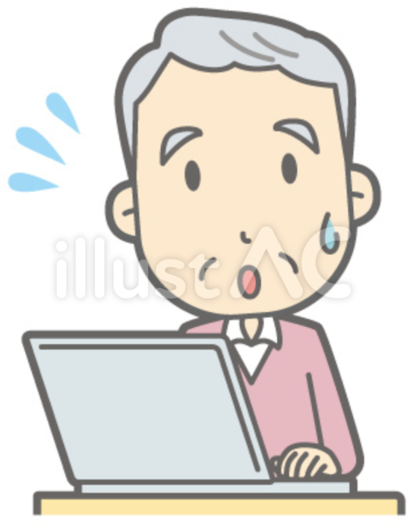 老人男性C-PC焦る-バスト 老人,高齢者,人のイラスト素材