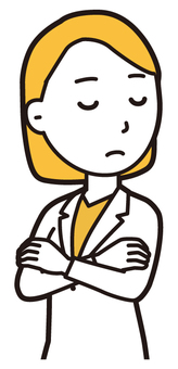  女性医師白衣(黄)-101-バスト 無視,女医,医師,女性,白衣,スクラブ,医者,病院,医療,ドクターコートのイラスト素材