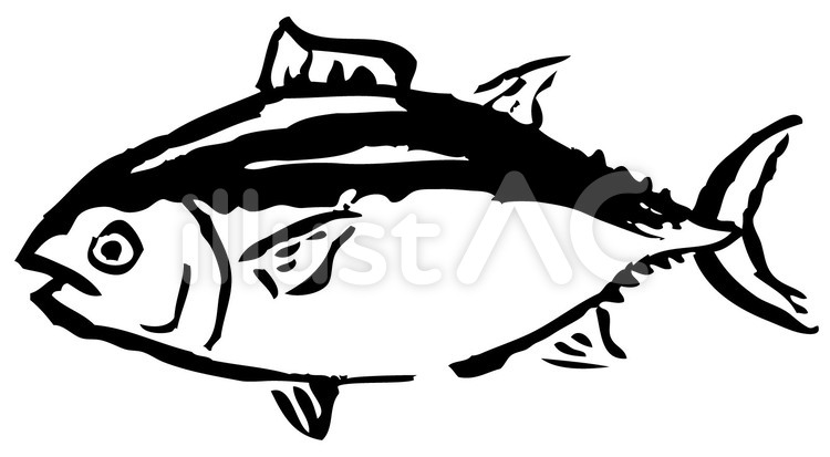 マグロ　筆　01 マグロ,鮪,鮮魚のイラスト素材