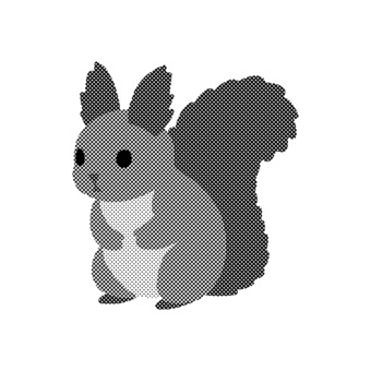 エゾリス_ハーフトーン 北海道,自然,動物園,エゾリス,ハーフトーン,キャラ,かわいい,ゆるい,シンプル,背景透過のイラスト素材